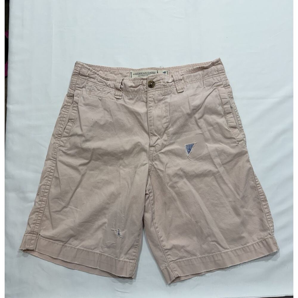 American Eagle Men's Pink Distressed Shorts 10" Inseam Sz 32